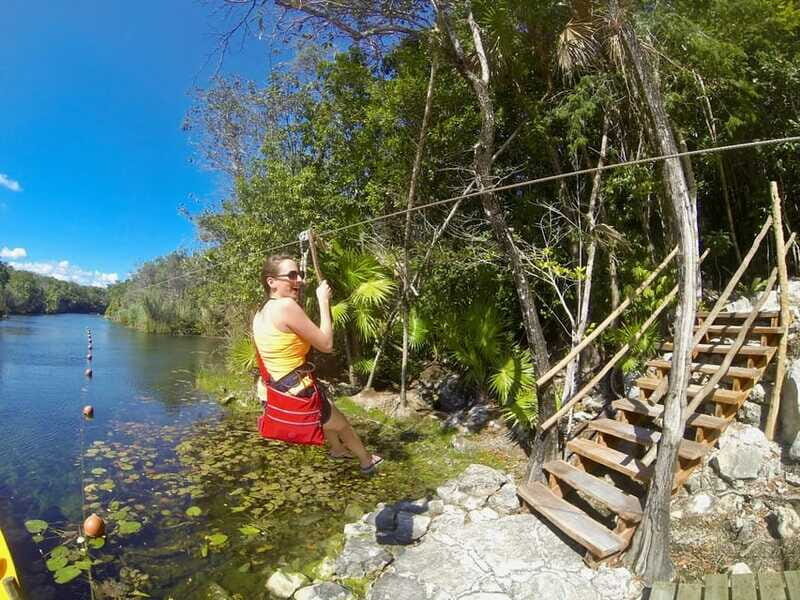 From Tulum: Four-Cenote Adventure - Large Cenote Naval: two long zip lines and a canoe transition