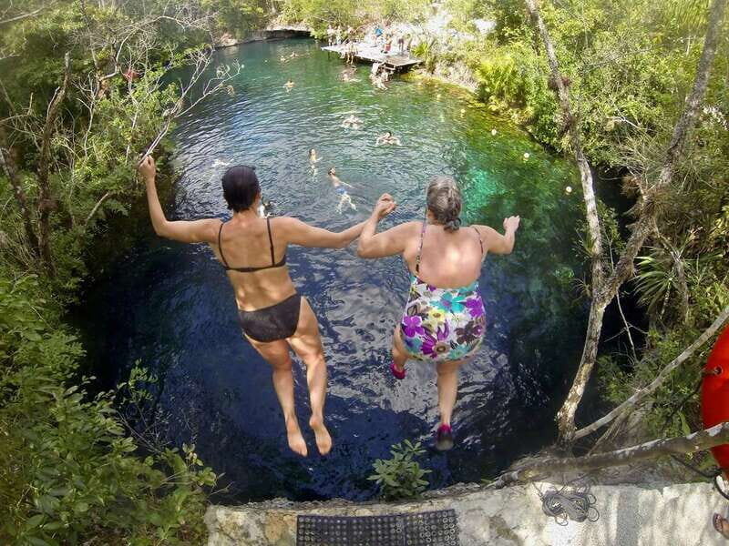 From Tulum: Four-Cenote Adventure - Naval Cenote: the zip line jump that sets the tone